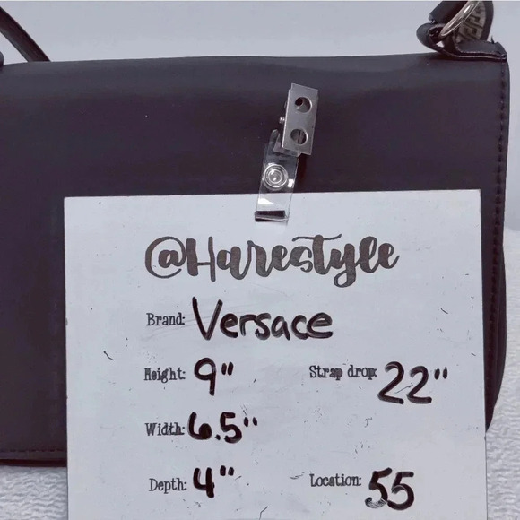 Versace Perfumes expandable black logo shoulder bag - Picture 15 of 16